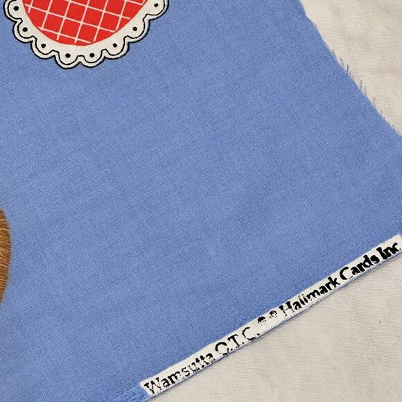 Vintage Hallmark Wamsutta Teddy Bear Fabric Panel Appliqué Hearts *CUT READ* - Picture 4 of 4